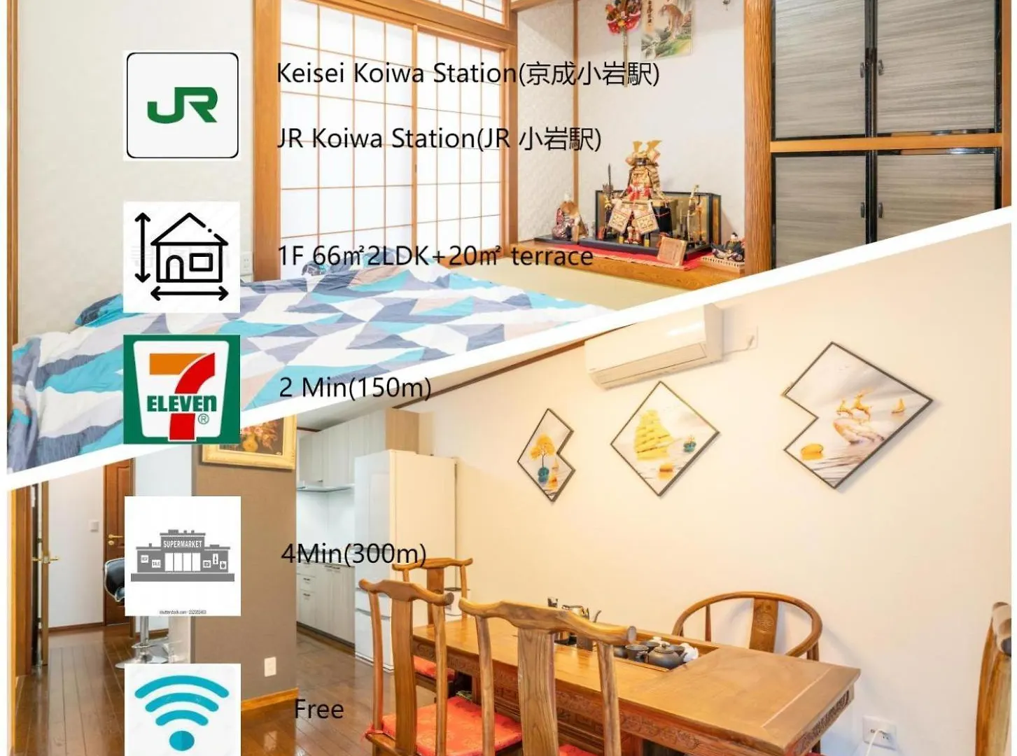 Jr 66Sqm 1F Family Suite 2Ldk Jr Koiwa-Keisei Koiwa-Asakusa-Oshiage-Shinjuku-Ueno Tokyo Lejlighed